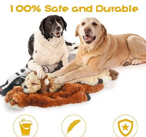 FIREOR Dog Squeak Toys, No Stuffing Plush Dogs Chew Toy